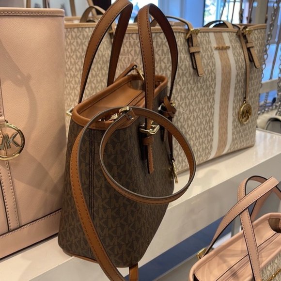 Michael Kors Jet Set Travel XS Carryall Tote Top Zip Tote Brown - Picture 7 of 16